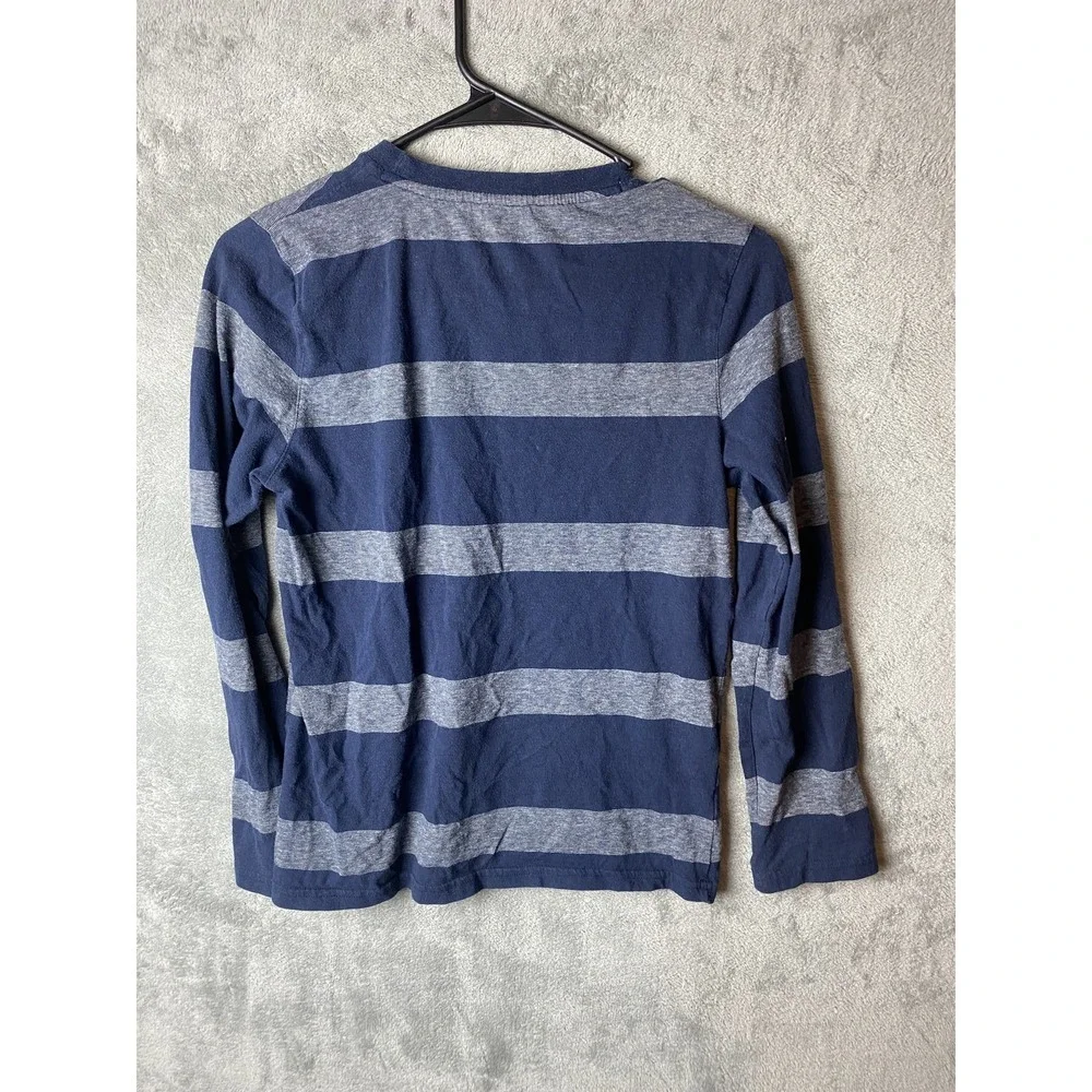 Urban Pipeline Boys Large Striped Long Sleeve Shirt Navy Gray